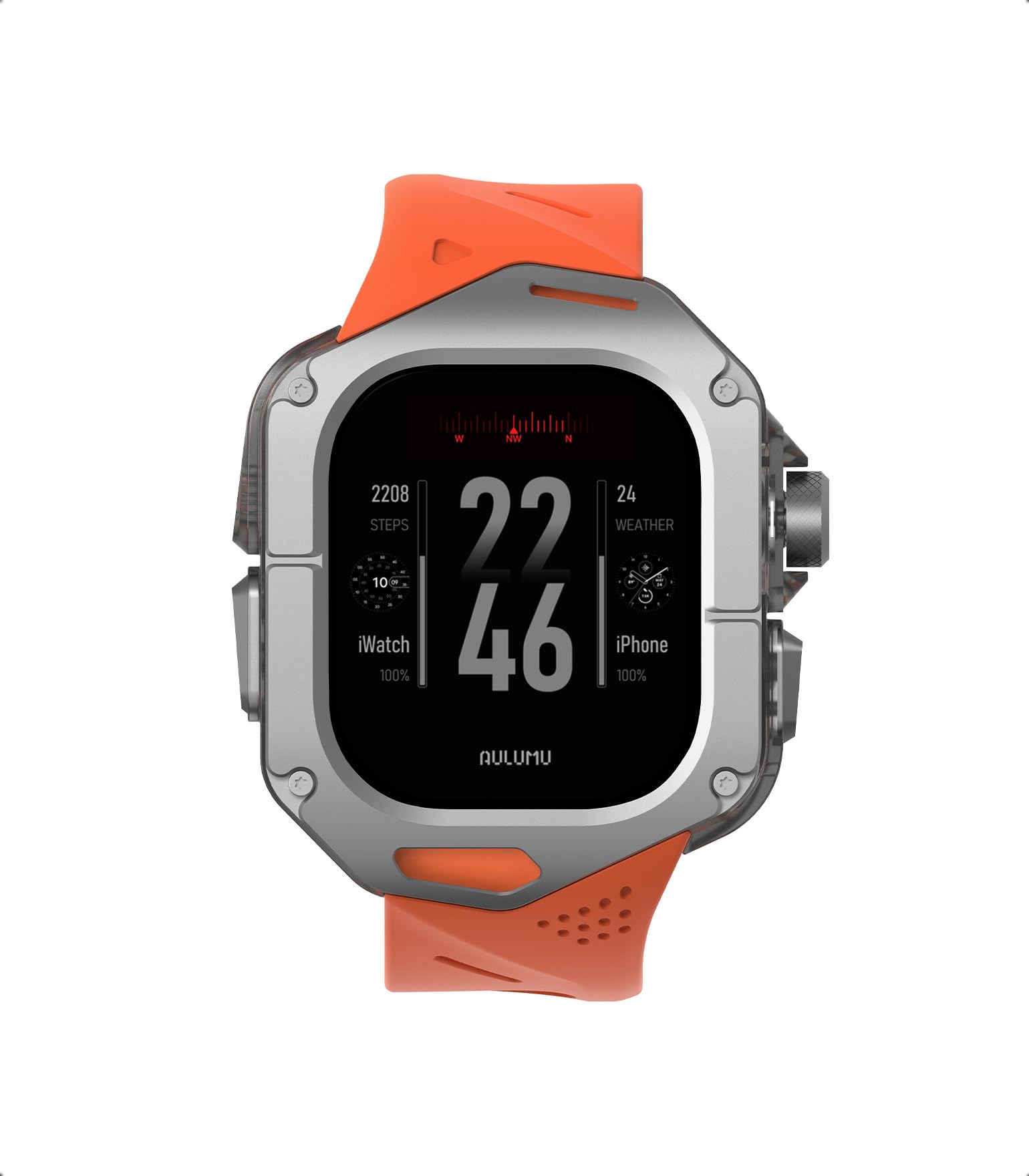 Aulumu A17 iPhone 17 Pro Max Magnetic Thermal Case+ A01 Titanium Case with Apple Watch Ultra Band 49MM,Includes (A17) Gray + (A01) Orange - Image 3